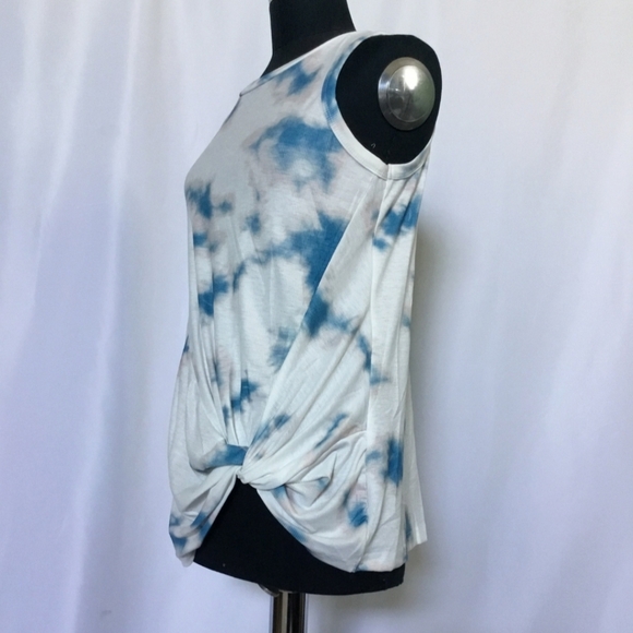 Blue Tie Die Twist Tank - Picture 2 of 3